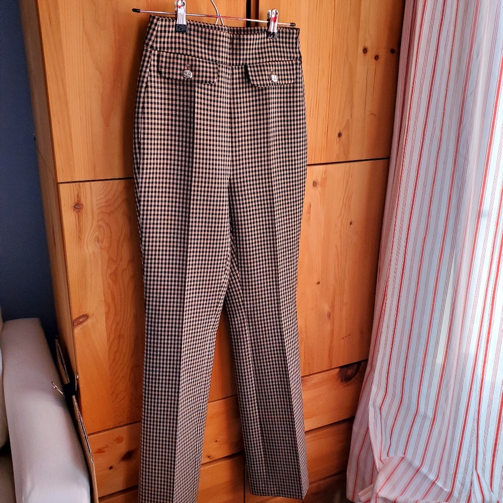 Hugo Boss Women's Brown & Black Check Straight Leg Pants size 2
